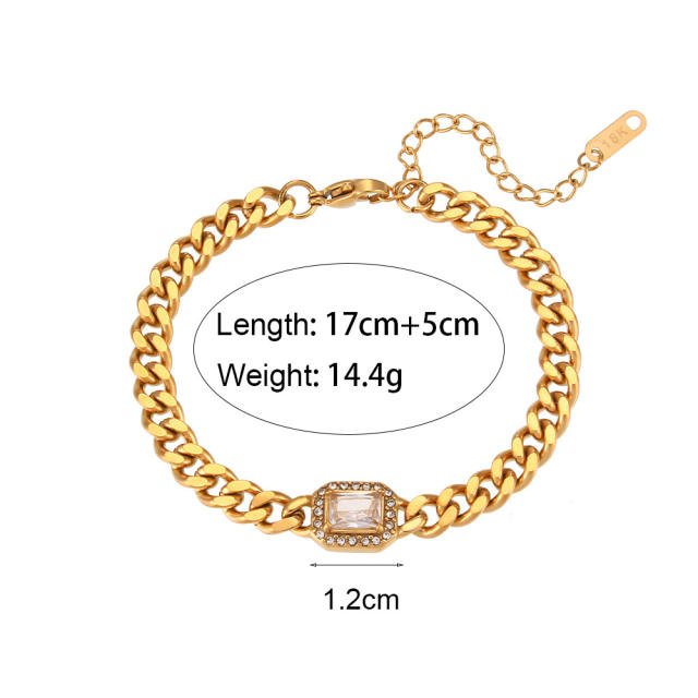 Hot sale cuban link chain stainless steel necklace bracelet set