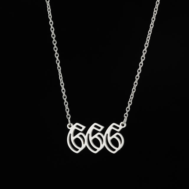 Dainty hollow out angel number stainless steel necklace