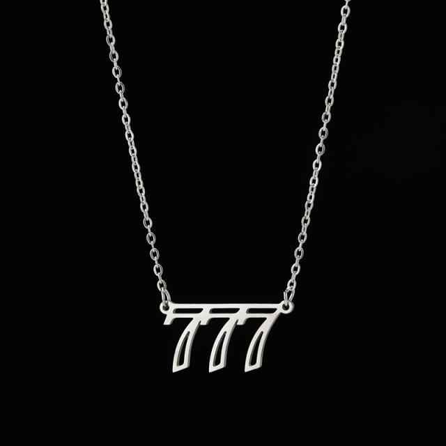 Dainty hollow out angel number stainless steel necklace
