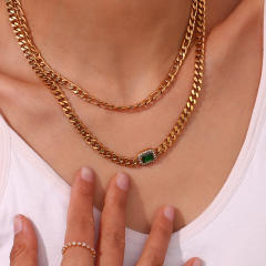 Hot sale cuban link chain stainless steel necklace bracelet set