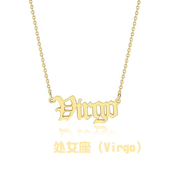 Classic zodiac series stainless steel necklace with different chain