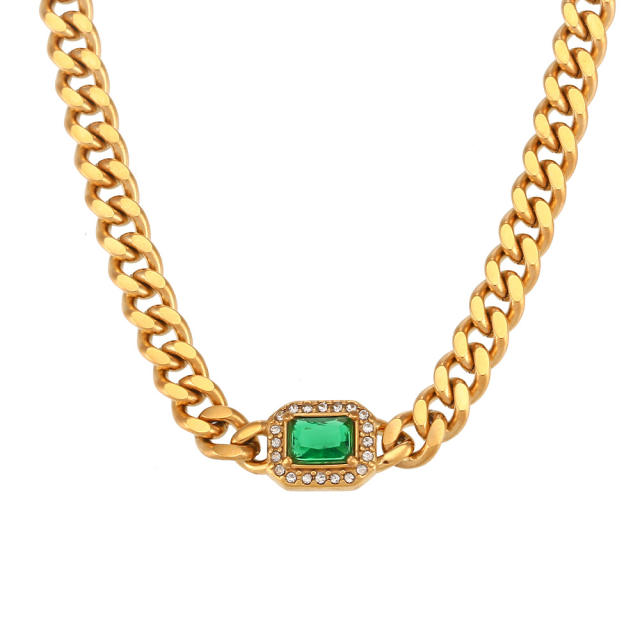 Hot sale cuban link chain stainless steel necklace bracelet set