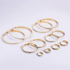 Hot sale diamond hoop stainless steel earrings