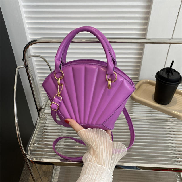 Summer cute shell shape PU leather women handbag crossbody bag
