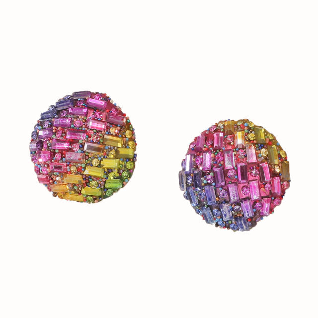 Rainbow rhinestone pave setting diamond women earrings party earrings
