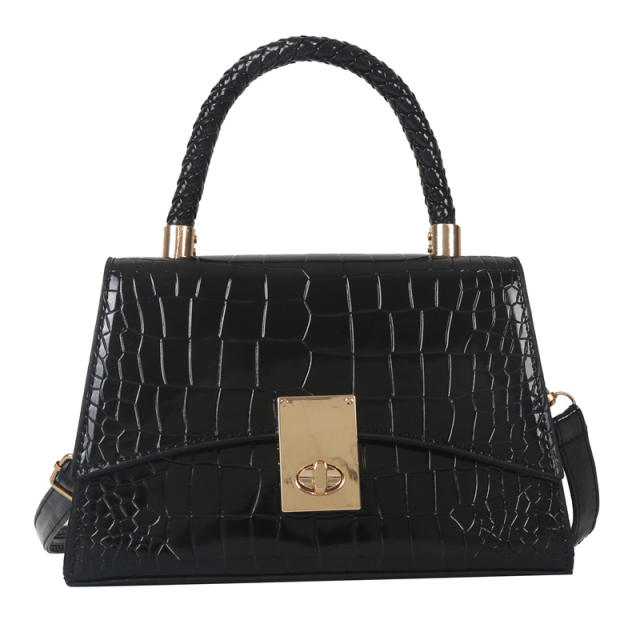 Classic plain color stone pattern PU leather women color handbag crossbody bag