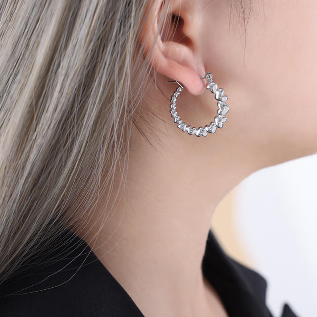 Easy match hoop stainless steel earrings