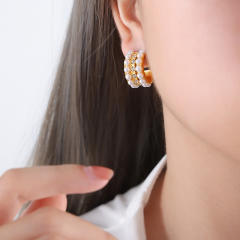 Vintage pearl stainless steel earrings for women