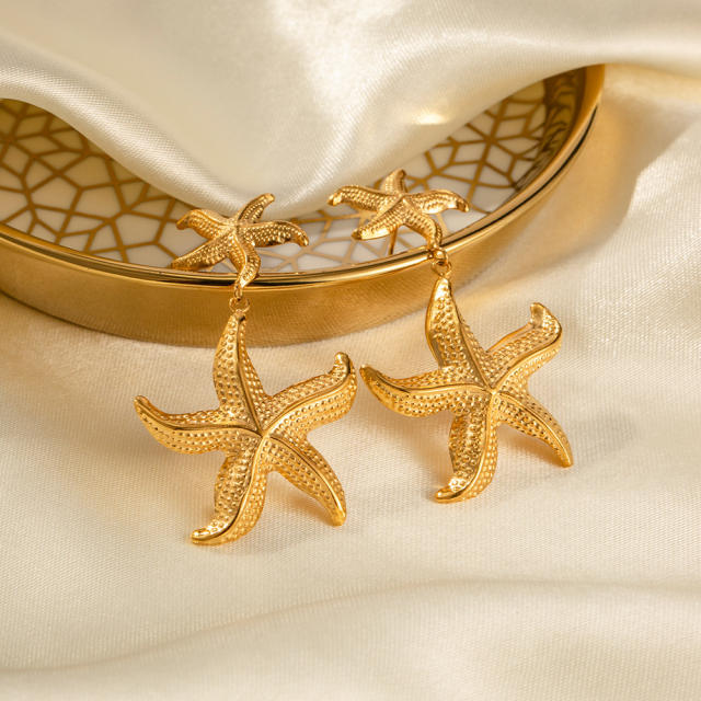 Ocean series starfish stainless steel earrings