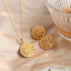 Hiphop coin pendant stainless steel necklace set
