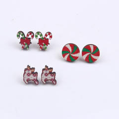New design christmas wood studs earrings set