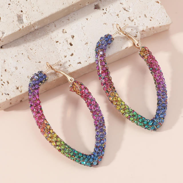 Rainbow rhinestone pave setting diamond women earrings party earrings