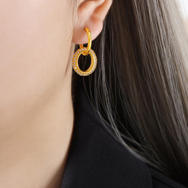 Easy match hoop stainless steel earrings