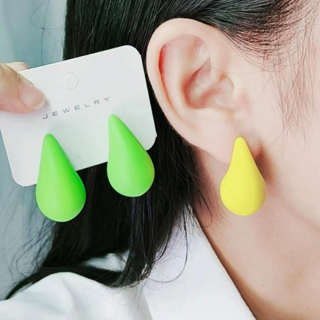 Hot sale chunky teardrop acrylic colorful studs earrings