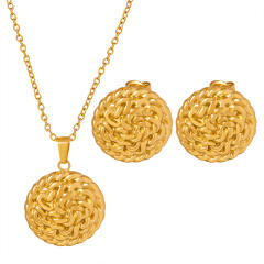 Hiphop coin pendant stainless steel necklace set