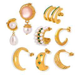 Vintage pearl stainless steel earrings for women
