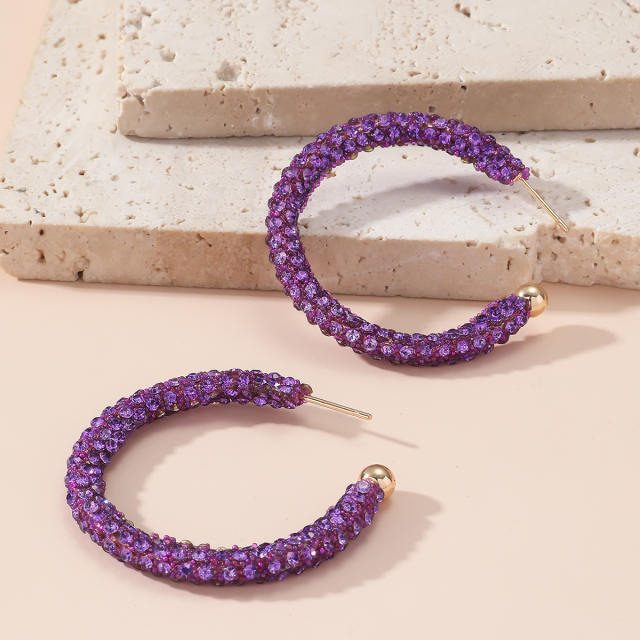 Rainbow rhinestone pave setting diamond women earrings party earrings
