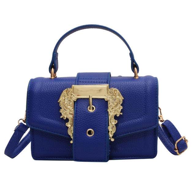 Baroque trend gold metal buckle PU leaather women handbag crossbody bag