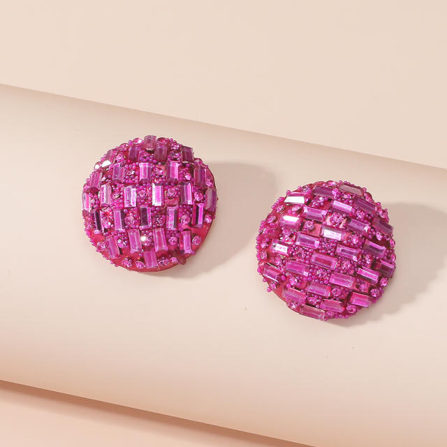 Rainbow rhinestone pave setting diamond women earrings party earrings