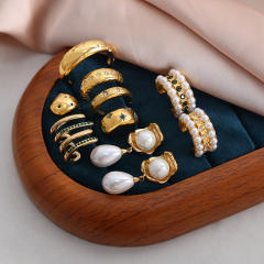 Vintage pearl stainless steel earrings for women