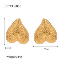 18KG vintage chunky heart stainless steel earrings