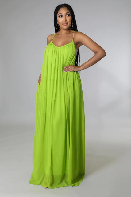 Plain color chiffon slip beach dress holiday dress