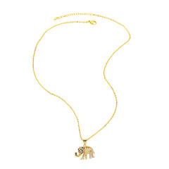 Cute rainbow cz bear elephant pendant gold plated copper necklace