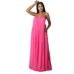 Plain color chiffon slip beach dress holiday dress