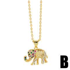 Cute rainbow cz bear elephant pendant gold plated copper necklace