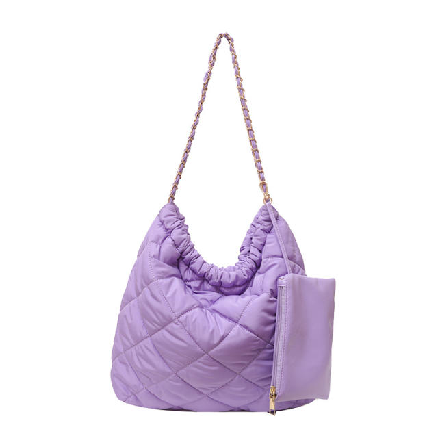 Fashionable quilted pattern nylon women tote bag