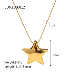 Hiphop chunky star pendant stainless steel necklace