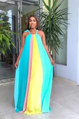 Summer colorful stripe slip beach dress holiday dress
