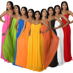 Plain color chiffon slip beach dress holiday dress