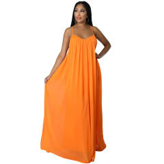 Plain color chiffon slip beach dress holiday dress