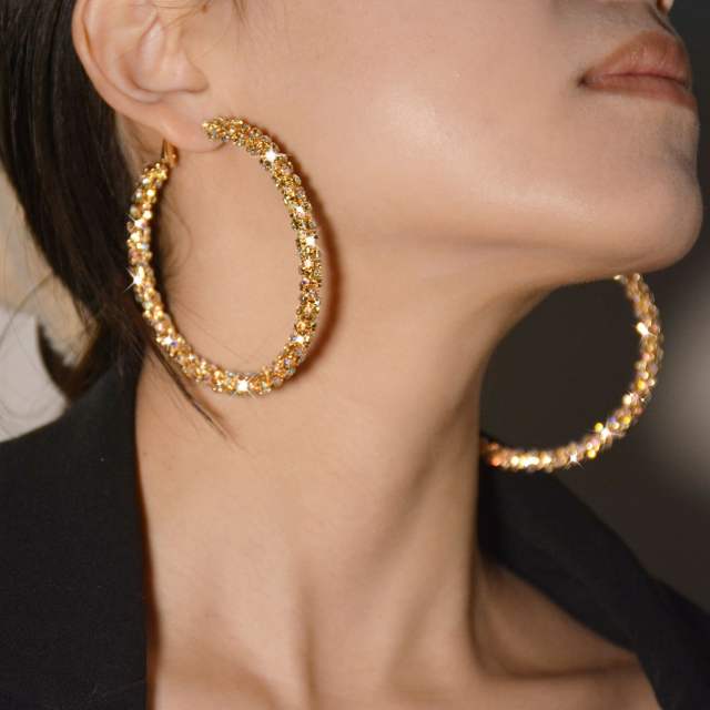 Hot sale diamond hoop large hoop earrings for women