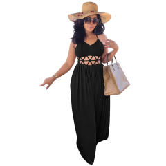Sexy plain color backless slip holiday dress for women