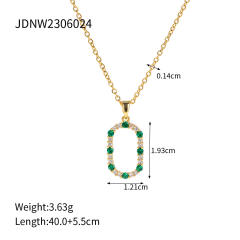 Dainty emerald oval pendant stainless steel necklace