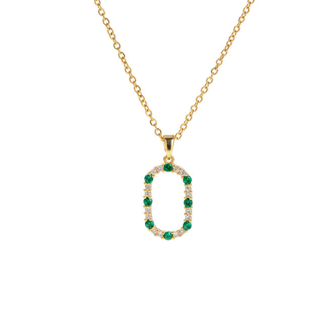 Dainty emerald oval pendant stainless steel necklace
