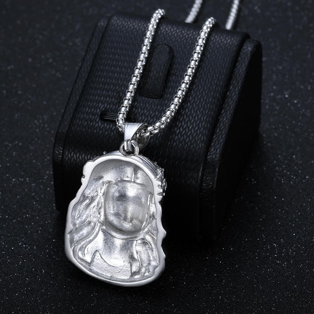 HIPHOP diamond Jesus pendant stainless steel necklace for men