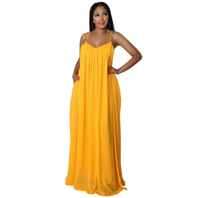 Plain color chiffon slip beach dress holiday dress