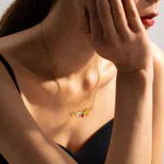 Dainty rainbow cz stainless steel necklace