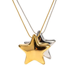 Hiphop chunky star pendant stainless steel necklace