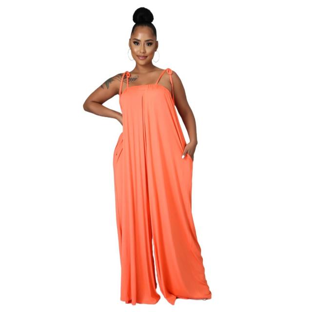 Summer plain color halter neck jumpsuit