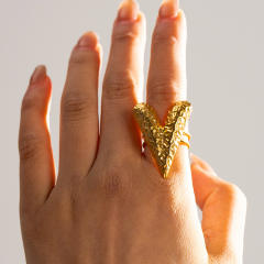 Occident fashion vintage chunky heart stainless steel earrings rings