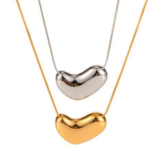 Hiphop chunky heart stainless steel necklace