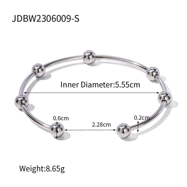 Hot sale simple tiny bead stainless steel cuffs bangle
