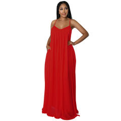 Plain color chiffon slip beach dress holiday dress