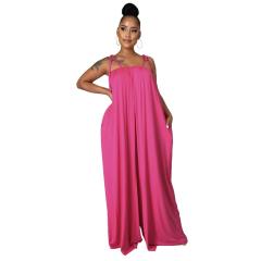 Summer plain color halter neck jumpsuit