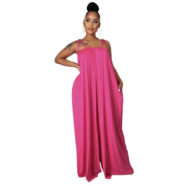 Summer plain color halter neck jumpsuit