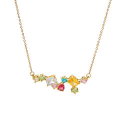 Dainty rainbow cz stainless steel necklace